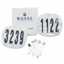 Busse start numbers, safety pins, oval, 4 digits