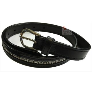 Euroriding leather belt slim rhinestones - British Line